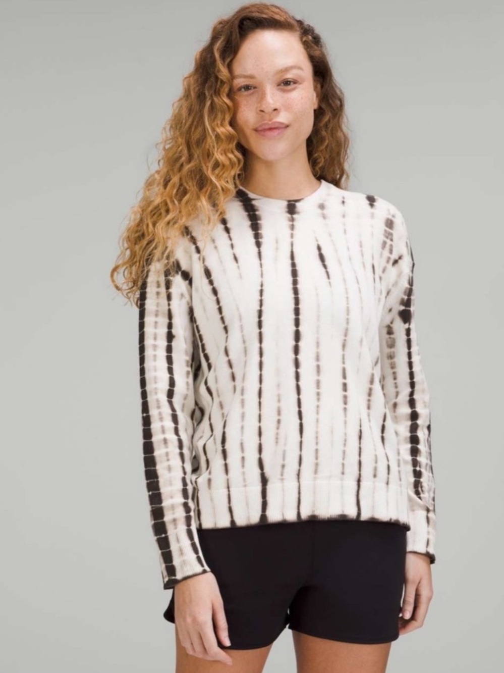 Women’s LULULEMON Tie Dye Crewneck Sweater-Cashmere Cotton-Linear Grey Multi-12